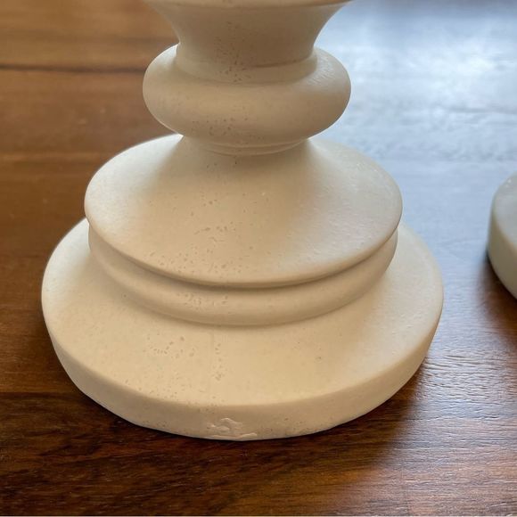 Set of Two White Pillar Candle Holders - Picture 3 of 14